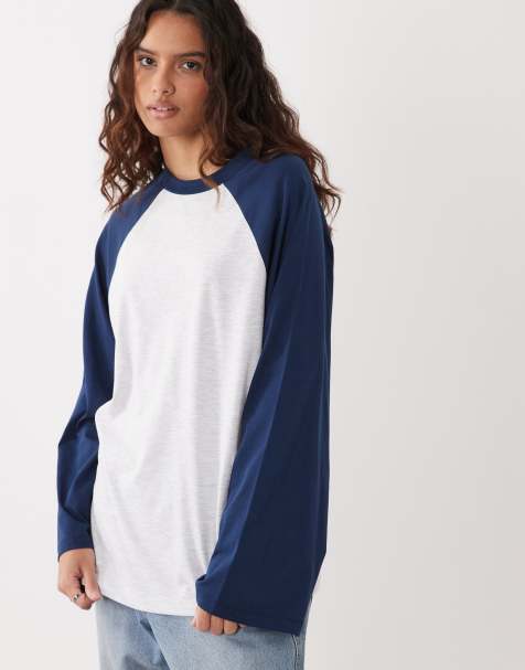 ASOS DESIGN T-shirt met lange mouwen en contrast in grijs gemêleerd - view 1