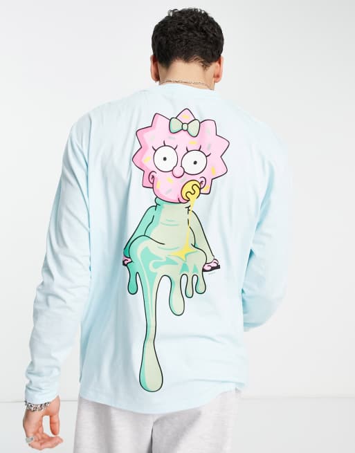 ASOS DESIGN - T-shirt met lange mouwen en Maggie Simpson-print op de achterkant in multi