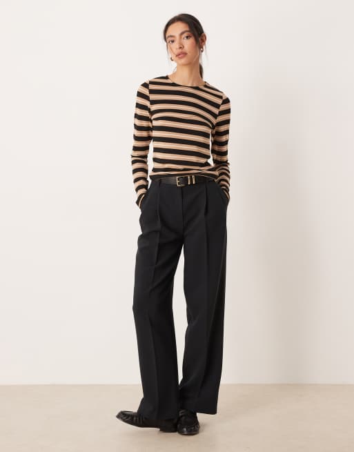 ASOS DESIGN - T-shirt met lange mouwen en neutrale streep, 2 van 4