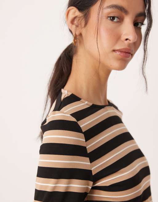 ASOS DESIGN - T-shirt met lange mouwen en neutrale streep, 3 van 4
