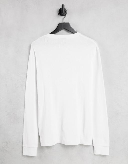 ASOS DESIGN - T-shirt met lange mouwen en wafeltextuur in wit, 2 van 4