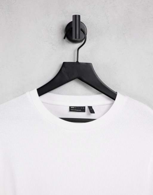 ASOS DESIGN - T-shirt met lange mouwen en wafeltextuur in wit, 3 van 4