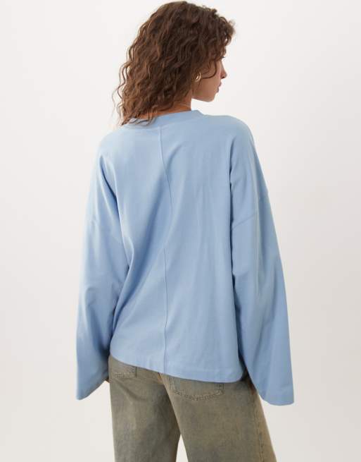 ASOS DESIGN T-shirt met lange mouwen in blauw, 4 van 4