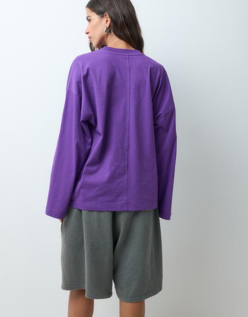 ASOS DESIGN T-shirt met lange mouwen in paars, 3 van 4