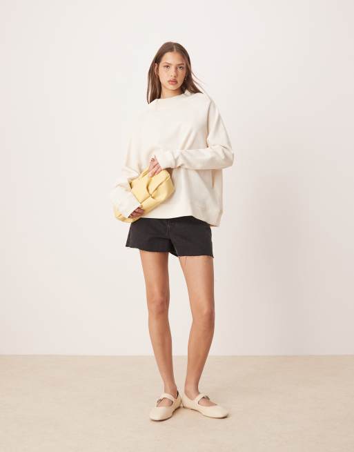 ASOS DESIGN - T-shirt met lange raglanmouwen en wafelstructuur in kokosmelk, 3 van 4