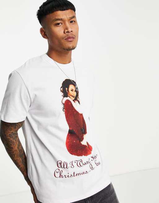 ASOS DESIGN - T-shirt met 'Mariah Carey' print in wit