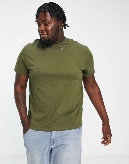 ASOS DESIGN - T-shirt met omgeslagen mouwen in kaki, 2 van 2