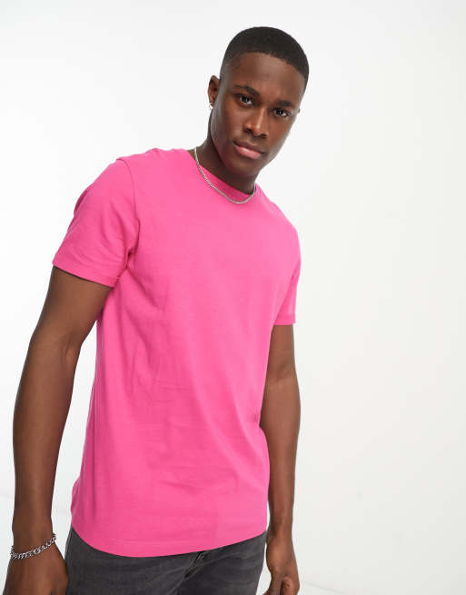 ASOS DESIGN - T-shirt met omgeslagen mouwen in roze