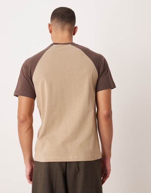 ASOS DESIGN - T-shirt met raglanmouwen en tekstprint in naturel , 3 van 5