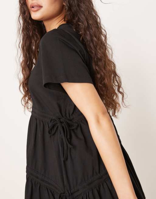 ASOS DESIGN - T-shirt met rimpeleffect in zwart, 3 van 4