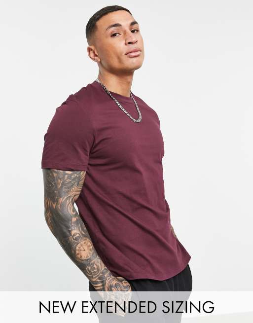 ASOS DESIGN - T-shirt met ronde hals in bordeauxrood - RED