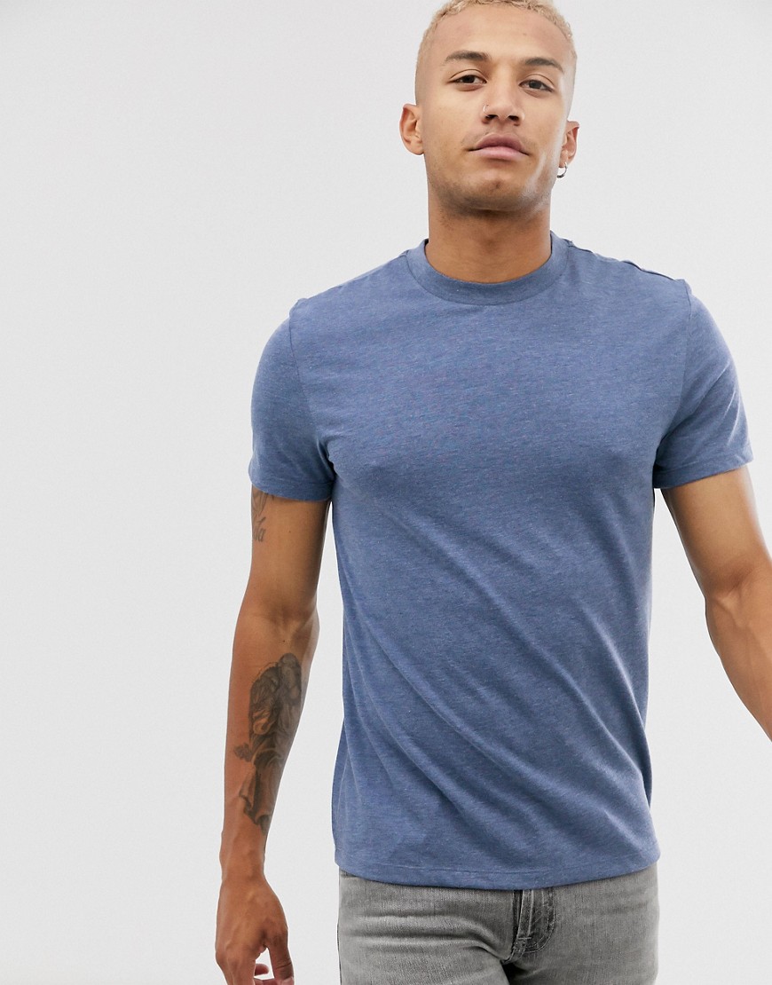ASOS DESIGN - T-shirt met ronde hals in gemêleerd blauw
