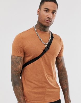 ASOS DESIGN - T-shirt met ronde hals in gemêleerd bruin