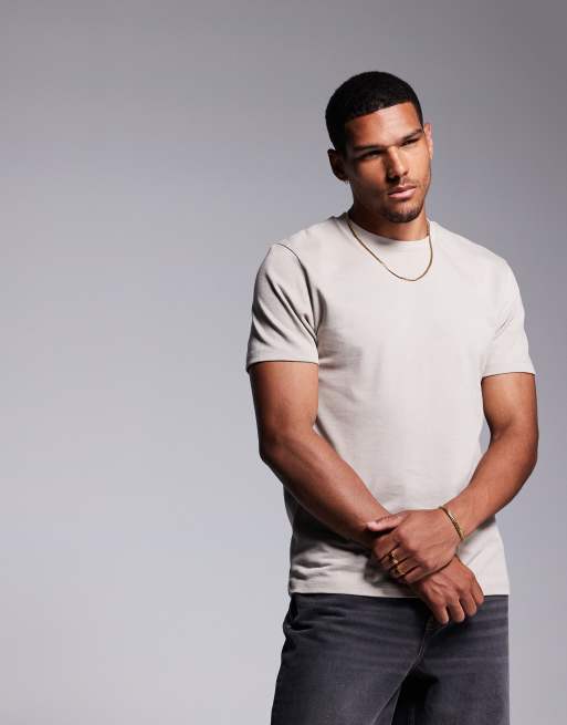 ASOS DESIGN - T-shirt met ronde hals van 240 g/m² zware stof in taupe