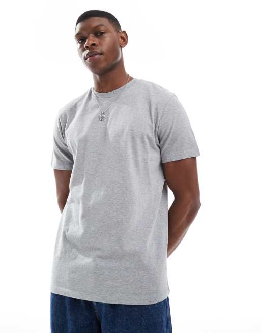ASOS DESIGN - T-shirt met ronde hals van 240g/m² zware stof in gemêleerd grijs 