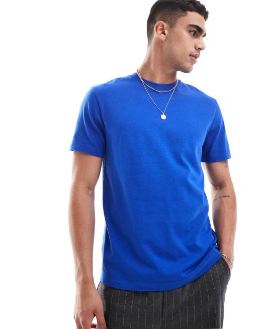 ASOS DESIGN - T-shirt met ronde hals van 240g/m² zware stof in middenblauw
