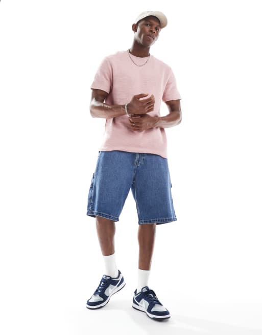 ASOS DESIGN - T-shirt met ronde hals van bouclé in roze  , 2 van 4
