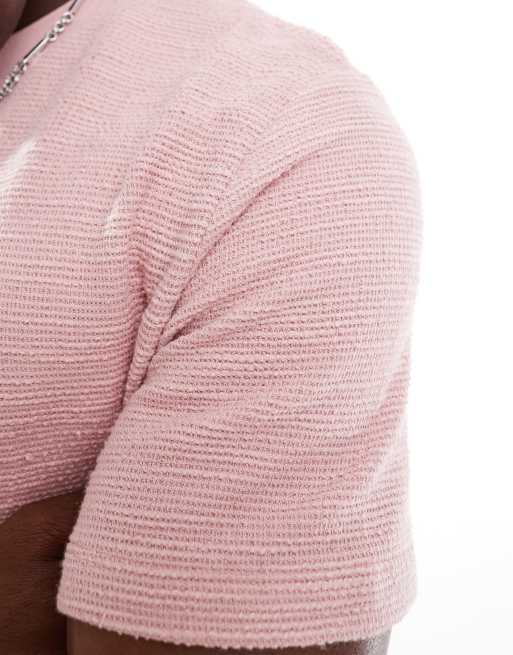 ASOS DESIGN - T-shirt met ronde hals van bouclé in roze  , 4 van 4