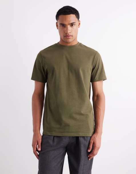 ASOS DESIGN - T-shirt met ronde hals van zware stof in kaki - view 1