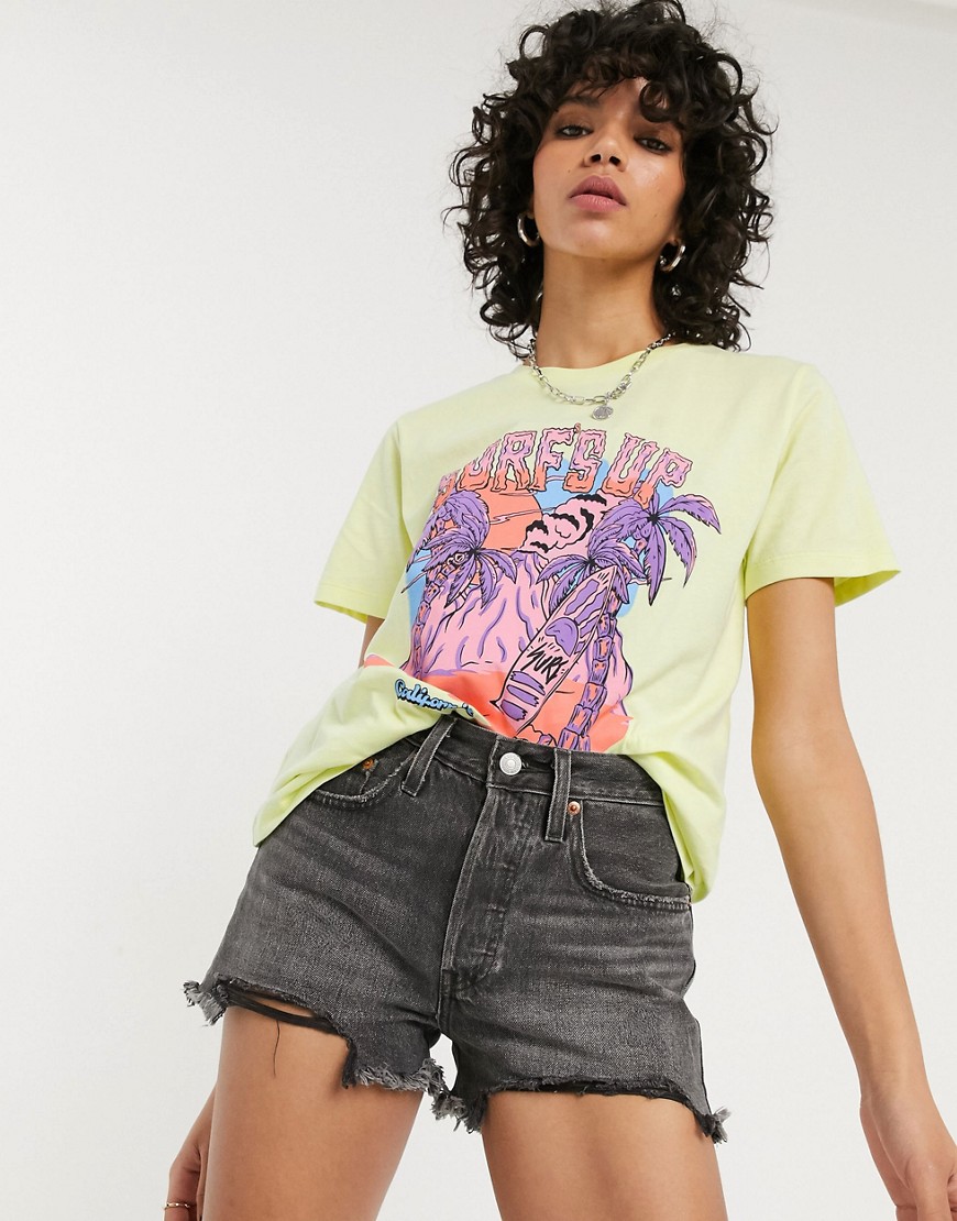 ASOS DESIGN - T-shirt met surfs up-print-Groen