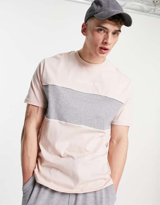ASOS DESIGN - T-shirt met tekstprint in roze en grijs - PINK