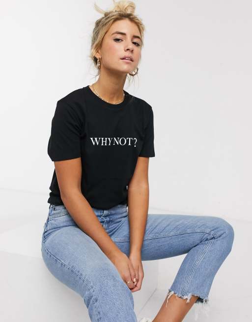ASOS DESIGN - T-shirt met 'Why not' motief van katoen 