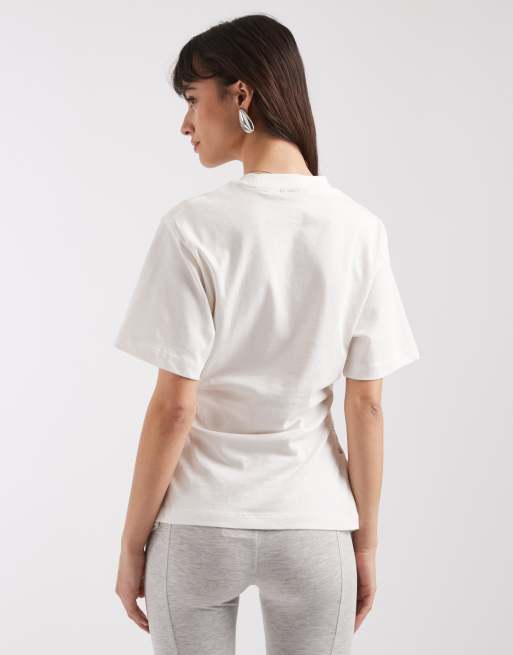 ASOS DESIGN - T-shirt met zijkant met veters in crème, 3 van 4
