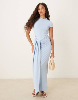 Asos Design T-shirt Midi Dress With Waist Knot Detail