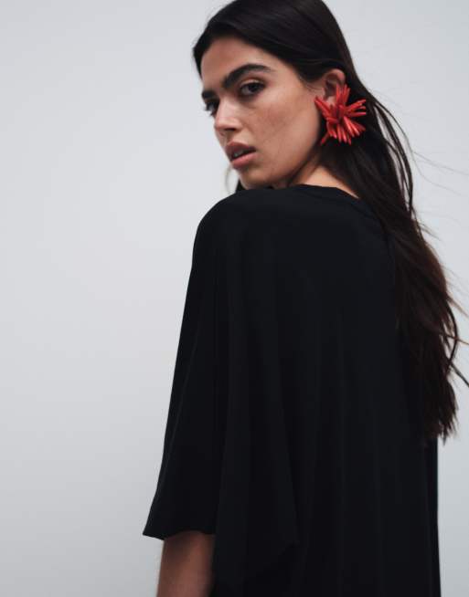 ASOS DESIGN – T-Shirt-Midikleid in Schwarz mit Fledermausärmeln, 3 von 8