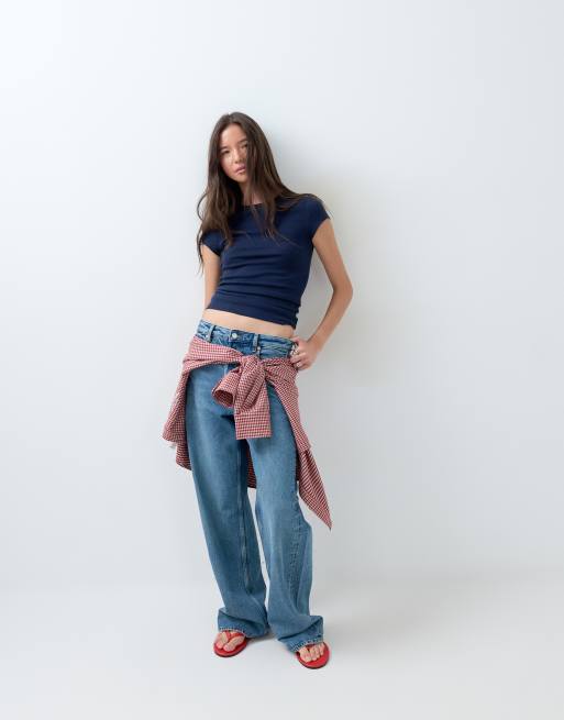 ASOS DESIGN - T-shirt mini a maniche corte attillata blu navy, 3 di 5