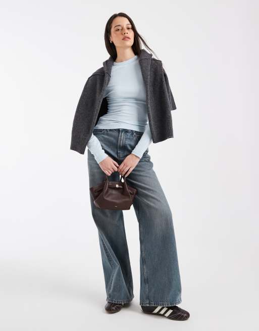 ASOS DESIGN - T-shirt mini a maniche lunghe morbida celeste, 2 di 4