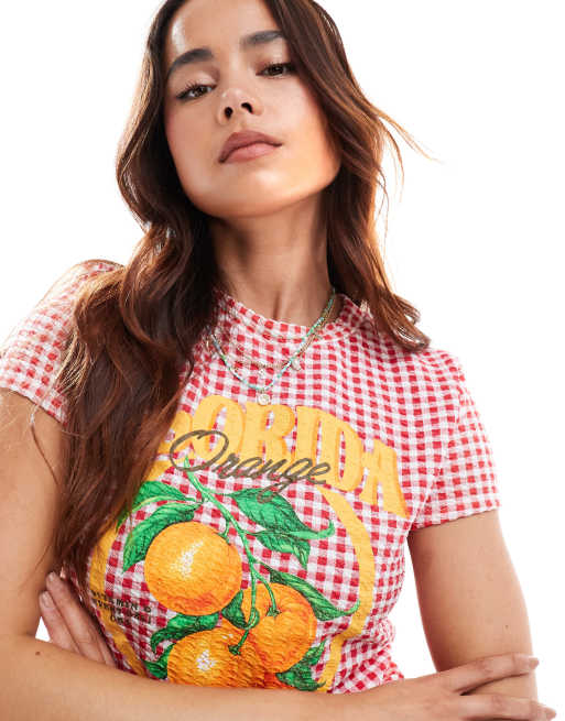 ASOS DESIGN - T-shirt mini a quadretti con stampa di arance e scritta "Florida", 2 di 4