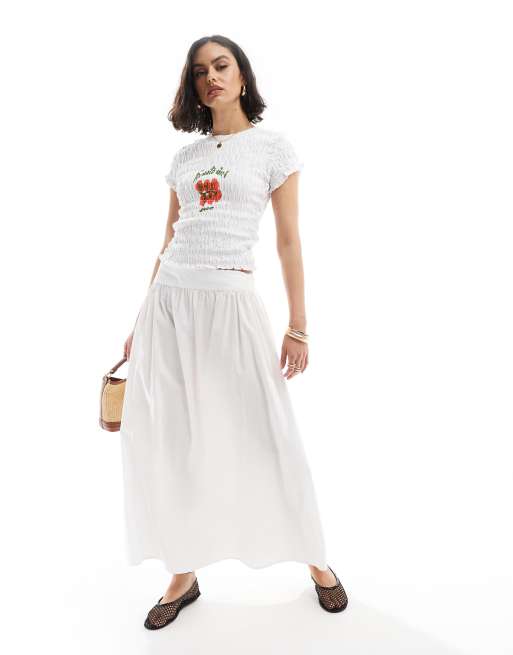 ASOS DESIGN - T-shirt mini bianca arricciata con grafica "Tomato Girl", 2 di 4