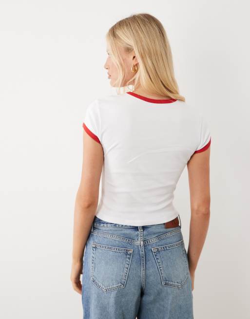 ASOS DESIGN - T-shirt mini bianca con profili a contrasto e grafica "San Fran Athletics", 3 di 4