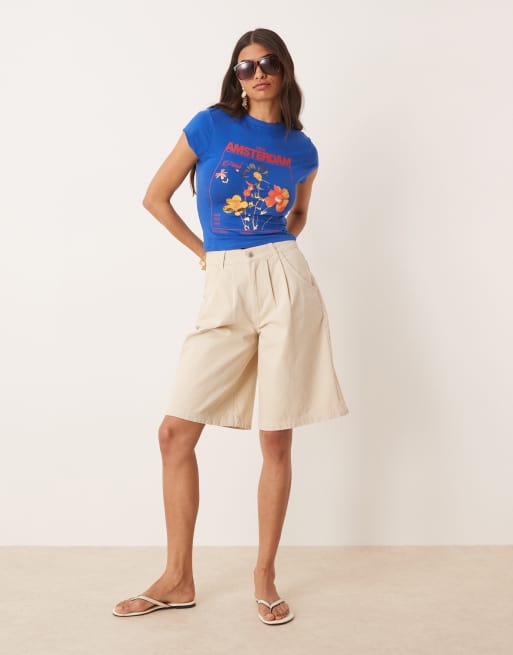 ASOS DESIGN - T-shirt mini blu con stampa “Amsterdam” a fiori, 3 di 4