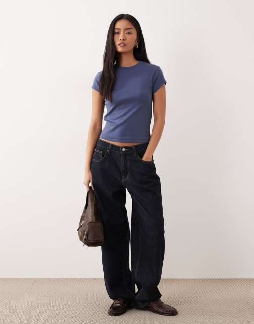 ASOS DESIGN - T-shirt mini blu navy anni '90, 4 di 4