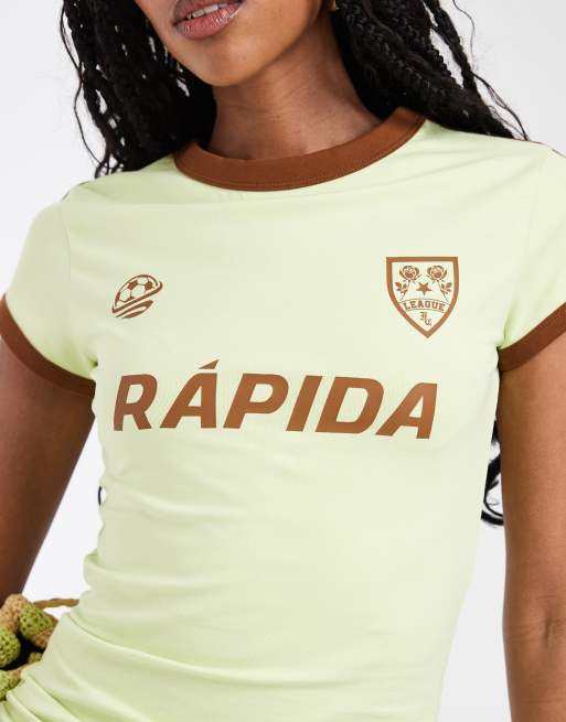 ASOS DESIGN - T-shirt mini color pistacchio e marrone con grafica stile calcio, 2 di 4