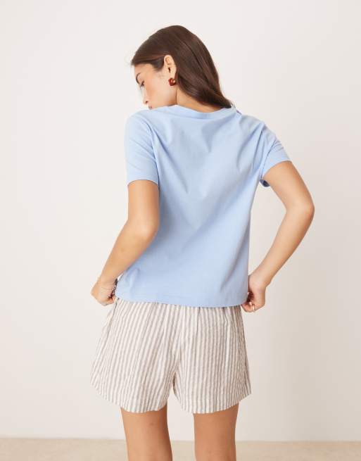 ASOS DESIGN - T-shirt mini comoda blu con grafica di palme a tema Portogallo, 3 di 4