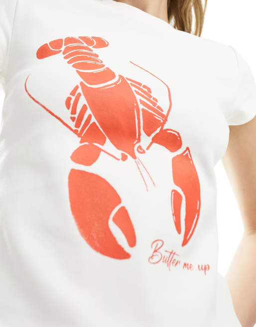 ASOS DESIGN - T-shirt mini crema con grafica di aragosta, 3 di 4