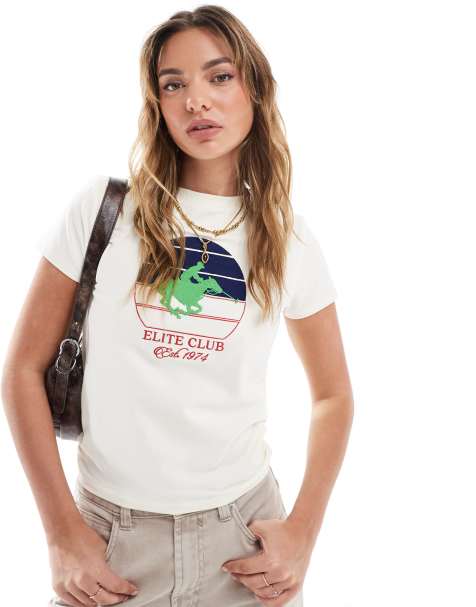 ASOS DESIGN - T-shirt mini crema con grafica di cavallo e scritta "Elite Club" - view 1