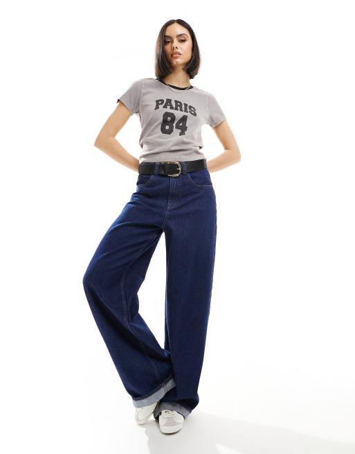 ASOS DESIGN - T-shirt mini grigio slavato con stampa Paris 84, 4 di 4