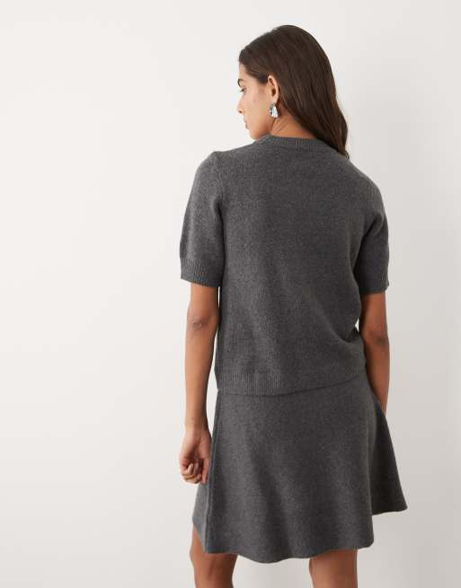 ASOS DESIGN - T-shirt mini in misto lana grigio antracite, 4 di 4