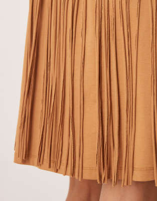 Asos Design T-shirt Mini Swing Dress With Fringe Back Detail