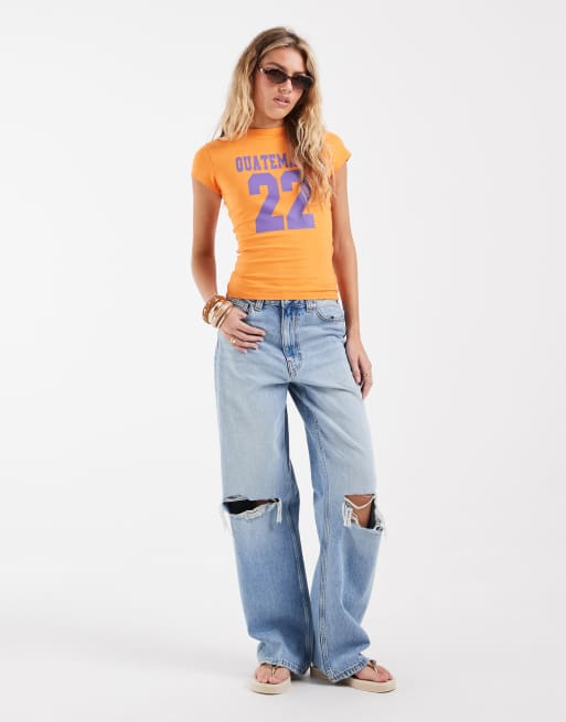 ASOS DESIGN - T-shirt mini viola e arancione con grafica "Guatemala", 2 di 4