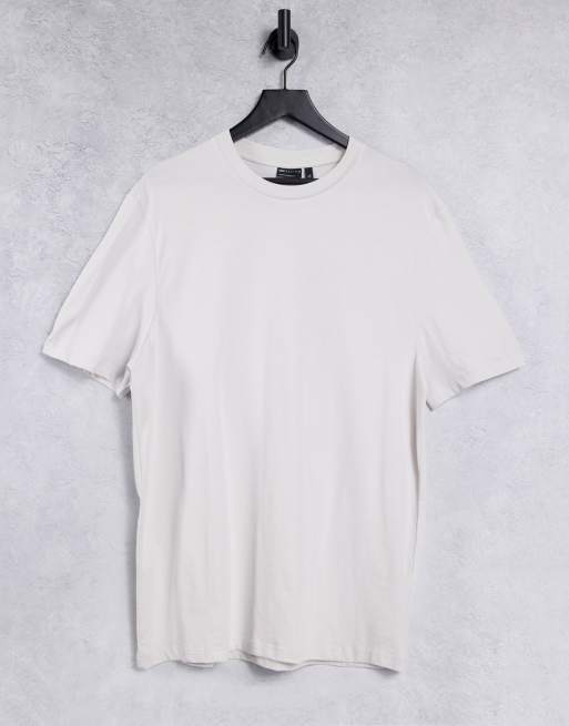 ASOS DESIGN – T-Shirt mit Rundhalsausschnitt in gebrochenem Weiß - WEISS