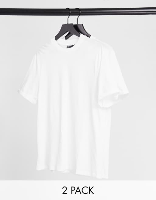 ASOS DESIGN – T-Shirt mit Rundhalsausschnitt und Rollärmeln im 2er-Pack