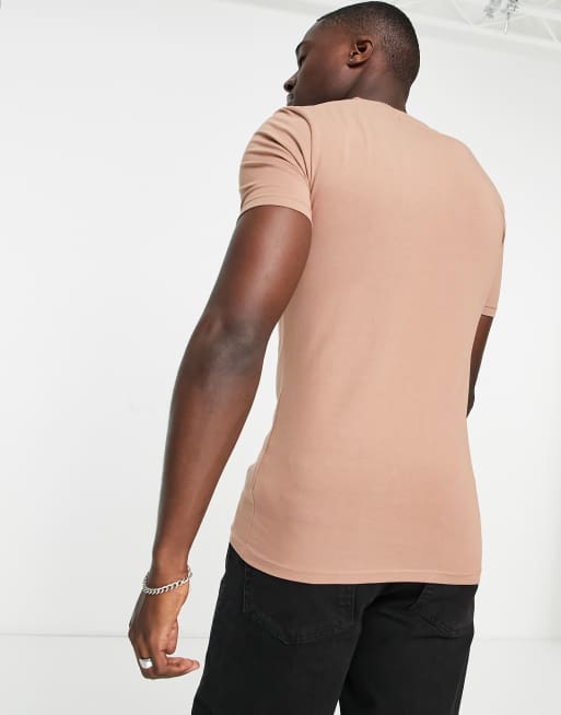 ASOS DESIGN - T-shirt moulant à col ras de cou - Marron - BROWN, 4 de 4