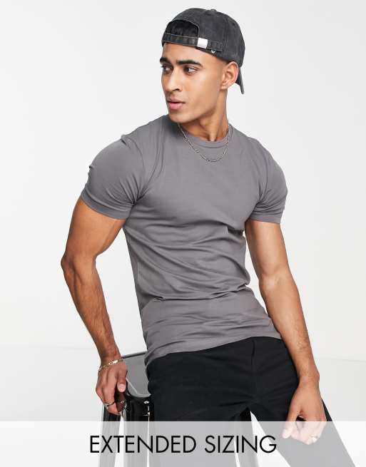 ASOS DESIGN - T-shirt moulant à col ras du cou - Noir délavé