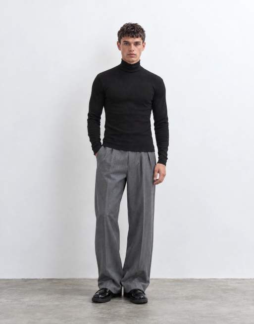 ASOS DESIGN t-shirt moulant à manches longues, col roulé, noir, en maille côtelée, 8 de 10