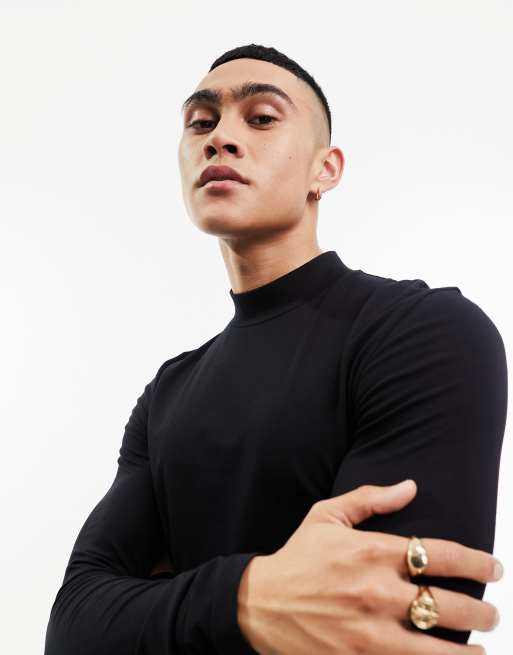 ASOS DESIGN - T-shirt moulant à manches longues et col roulé - Noir, 2 de 5